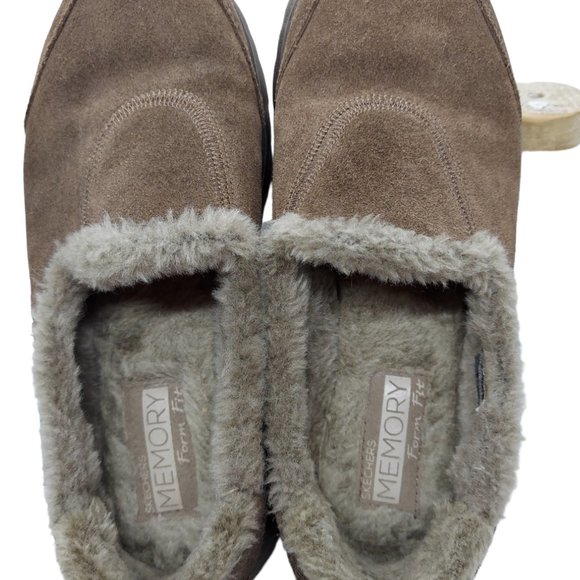 Skechers Memory Form Fit Slip-On Loafer Brown Suede Faux Fur Lined Women's 5.5 - Picture 3 of 8